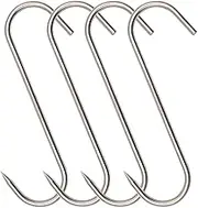Alele 10" Meat Hook 10mm Heavy Duty Stainless Steel Butcher Hooks for Hanging Beef (10inch 10mm 4p)