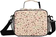 Floral Pattern Bird Insulated Lunch Box for Women Men - Ideal for Work, Picnics - Includes Adjustable Shoulder Strap
