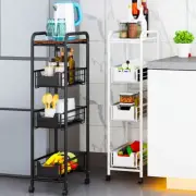 1/2 Pcs 4-Tiers Kitchen Trolley Rack Rolling Storage Cart Fruit Vegetable Shelf