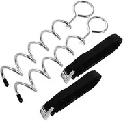 Mikinona 2 Sets Heavy Duty Spiral Ground Anchors Tie Down Kit for Rv Awnings Canopies and Trampolines Includes Durable Strap Reliable Buckle and for All Weather Stability