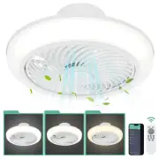 19" LED Flush Mount Ceiling Fan Light with Remote Control Chandelier