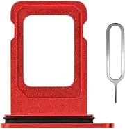 Phoupair SIM Card Slot Tray Holder Replacement Compatible with iPhone 12 6.1 inch with Rubber Gasket and Sim Pin (Red)(Single Sim Version)
