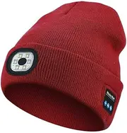 [Yukaione] LED Bluetooth Beanie, Wireless Music Hat with 6-LED Headlamp, Rechargeable, 3 Adjustable Light Modes, Hands-Free Calling, Machine Washable | Perfect for Night Running, Camping & Outdoor Work