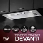 520mm Rangehood Stainless Steel 3-Speed Fan Wall Mount Touch Control LED Light