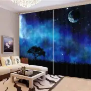Trees Under Moonlit Night 3D Blockout Photo Print Curtain Fabric Curtains Window