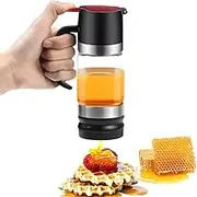 Afenau 10 oz Honey Dispenser, Drip-Free Glass, Honey Jar with Handle, 300 ml Honey Dispenser Glass, Food Grade Clear Glass Honey Dispenser for Honey, Syrup, Jam, Cow's Milk, Sauces (Black)