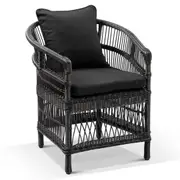 Tuscany Round 1.8m Outdoor Aluminium and Teak Dining Table with 8 Watego Malawi Style Wicker Dining Chairs - Outdoor Aluminium Dining Settings