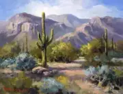 Southwest Cactus Accent & Decor Tile Maxine Johnston Landscape Art RW-MJA003AT
