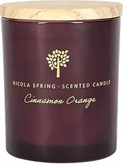 [Nicola Spring] Cinnamon & Orange Scented Candle - 130g - Natural Soy Wax 21 Hour Burning Time Small Candles Relaxing Fragrance Gift Set Aromatherapy Candle