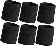 6 Pieces Wrist Sweatbands, Elastic Cotton Sweat Bands Wristbands, Thick Cotton Terry Cloth Wristbands for Tennis, Basketball, Running, Gym, Working Out
