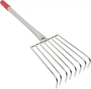 Kisangel 12.6 Stainless Steel Rake Rubber Grip Versatile for Lawns Gardens Beaches Digging Spreading Soil
