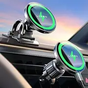 LISEN for Magsafe Car Mount Charger Wireless 15W Holder iPhone, Magnetic Phone Fast Charging Fits iPhone 15 Pro Max Plus 14 13 12 MagSafe Case Black 2E747