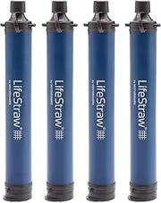 LifeStraw Personal Water Filter for Hiking, Camping, Travel, Emergency Preparedness, and Disaster Relief, 4 Pack, Navy