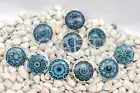 Aqua Green Vintage Look Flower Ceramic Knobs Door Handle Cabinet Drawer Cupboard