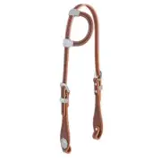 Western Brown Leather One Ear Style Headstall with Silver Hardware