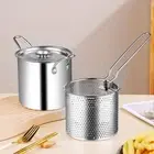 Deep Fry Pan with Handle and Basket, Japanese Tempura Frying