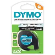 DYMO LetraTag Plastic Label Tape 12mm Black on Clear