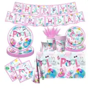 61pcs Pool Party Decorations Supplies Swimming Pool Party Tableware Pink Pool T6
