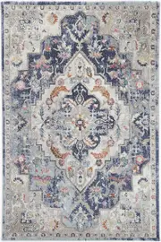 Crisp Transitional Navy Multi Rug