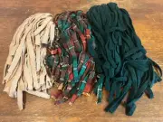 Tan Green Red Plaid Cut Size #8 #9 100% Wool Fabric Cut Strips for Rug Hooking