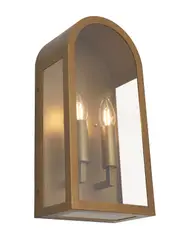 Positano 2 Light Exterior Wall Sconce in Brass