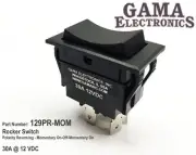 30 Amp Rocker Switch Polarity Reversing DC Motor Control- Momentary - 129-PR-MOM