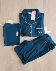 Peter Alexander Ladies Teal Bamboo Rib Long Pjs Set Plus Size 1+ (16-18) BNWT