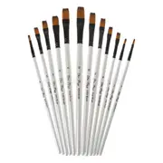12Pcs Artist Paint Brush Set Nylon Bristles Watercolor Acrylic Oil Painting Slant Flat Round Pointed Pen Tip Wood Handle Art Acc