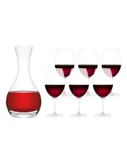 [Plumm] Everyday Gift La Trobe Decanter And 6x Red Glasses in Clear