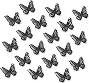 uxcell 20Pcs Butterfly Appliques Embellishments, 2.4 inches Double Layer Lace Organza Butterfly Patches Sew On Appliques for Wedding Bride Dress Clothes Hat Curtain, Black
