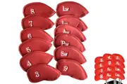 12Pcs Golf Iron Head Covers Set PU Leather Headcover for Callaway Ping Taylormade-Red