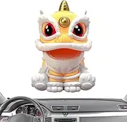 Car Dashboard Lion Decorations - Solar Powered Shaking Head Lion Car Ornament,Cute Car Ornament Chinese Decorations Dashboard Crafts, Car Interior Accessories Ornaments