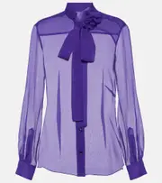 [Dolce & Gabbana] Dolce & Gabbana Tie-neck silk chiffon blouse AU 6 purple