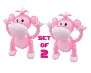 (Set of 2) 24" Cute Pink Monkey Inflatable Inflate Blow Up Toy Party Decoration