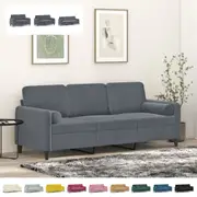 Sofa with Throw Pillows Upholstered Couch Lounge Sofa Dark Grey Velvet vidaXL