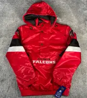 Starter Atlanta Falcons 1/2 Zip Varsity Jacket Size Small Men Satin Red Black