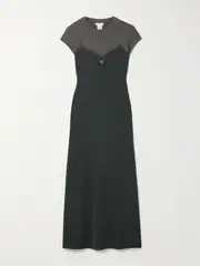 [Acne Studios] Acne Studios - Lace-trimmed Stretch-jersey And Cotton-blend Jersey Midi Dress - Black - small small Black
