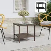 Side Table Black 45x45x45 cm Poly Rattan and Tempered Glass Multi Colours vidaXL