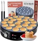 24PCS Mini Pancake Maker Machine, Nonstick Electric Dutch Pancakes Griddle, A...