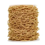2meters Gold Stainless Steel Textured PaperClip 7.5mm Oval Link Chains