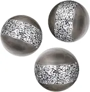 Schonwerk Silver Decorative Orbs for Bowls and Vases (Set of 3) Resin Sphere Balls | Dining/Coffee Table Centerpiece | Great Gift Idea (Crackled Mosaic)
