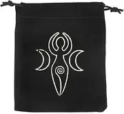 Tarot Card Bag - Velvet Drawstring Pouch for Tarot Decks | Luxurious Storage Bag for Oracle Cards, Divination Tools - Perfect for Witches, Pagans, Tarot Readers (Medium, Black)