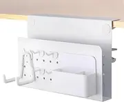 osseph Desk Side Storage,Under Desk Laptop Holder with Headphone Hook,No Drill Laptop Holder for Table, Clamp on Table Organizer Fits Flat Edge 0.3" to 2.8"