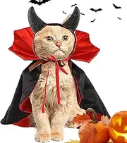 Halloween Pet Cape, Adjustable Vampire Cat Cloak, Colorful Pet Cape with Horn, Creative Holiday Costumes, Pet Costumes for Carnival, Masquerade Pet Outfit, Spooky Pet Attract, Cute Cat Cloak Costume,