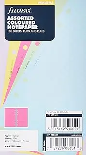 Filofax 130502 Personal Assorted Coloured Notepaper Plain and Ruled Value Pack 100 Sheets (95mm X 171mm)