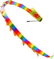 Fitness Swing Dragon Ribbons Square Dance Streamer with with Fiberglass Handstick Dragon Dance Ribbon for Children Kids