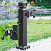 Snaweo Square Garden Water Column, Lawn Care Vertical Garden Water Column, Outdoor Hose Extender Garden Watering Tool, Stainless Steel Water Dispenser Hydrant(Black D,95CM/37.4IN)