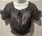 Romeo & Juliet Couture Women's Gray Front Tie Off Shoulder S/S Blouse NWT $108 M