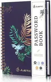 JUBTIC Password Book with Alphabetical Tabs Spiral Bound - 5.2" X 7.6" Hardcover