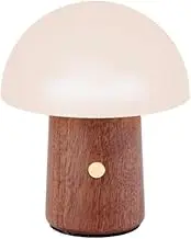Gingko 7 Colour Changing RGB Alice Mushroom Lamp, Mood Light and Night Lights, Long Life Battery, USB-C Charging, 3 Light Modes, FSC Certified Wood with Frosted ABS Shade (Walnut, Super Mini)